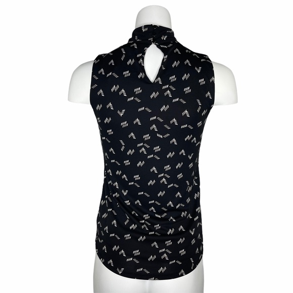 WHBM Mock Neck Sleeveless Print Tank Black XXS - Picture 2 of 5